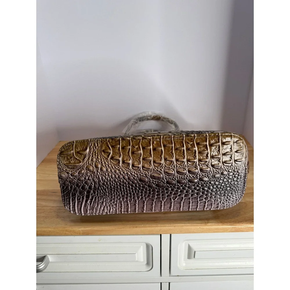 Croc-Embossed Taupe &‎ Honey Satchel – Designer-Inspired Elegance